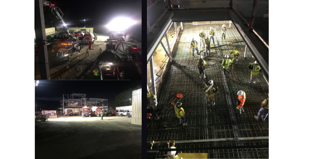 First-floor concrete placement at P 160 project